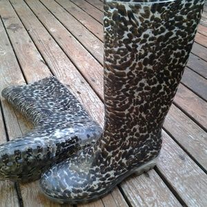 Charles Albert Leopard Print Rain Boots