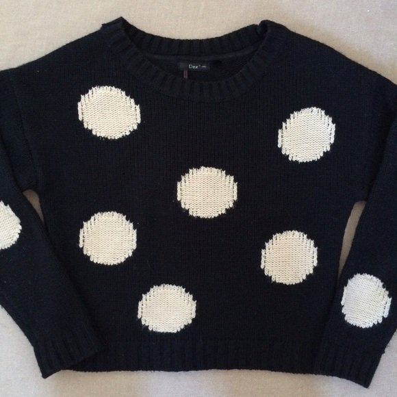 Cropped Black and Beige Polka Dot Sweatee