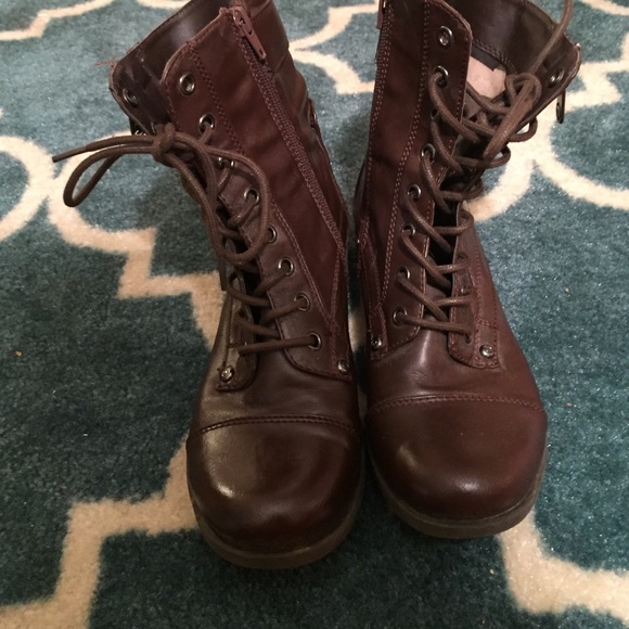 Brown combat boots