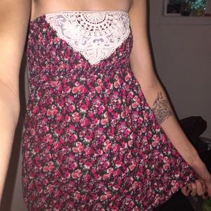 Strapless Floral Lace Shirt