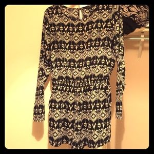 Black and white long sleeved romper
