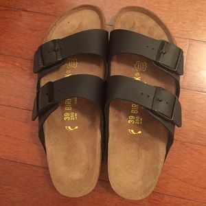 SOLD ON MC Black Leather Arizona Birkenstocks