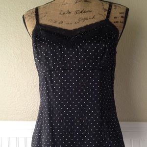 WHBM Black & White Polka Dot With Lace Cami Size S
