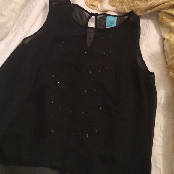 Size small long back sheer black top