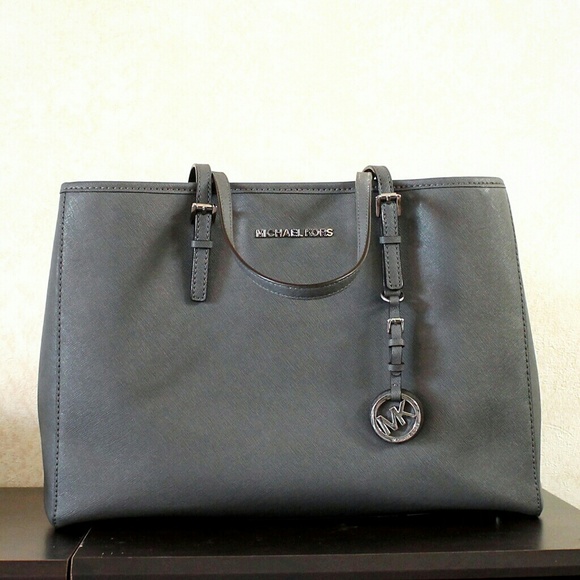 Michael Kors Grey Saffiano Leather Jet Set Tote