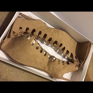 Lace Up Faux Suede Heels