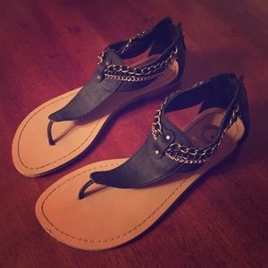 Black Guess Flat Sandals