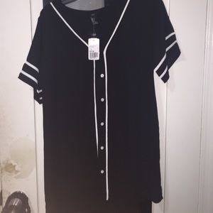 Oversized baseball button up/ down shirt