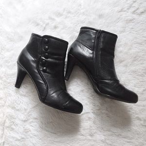 Black leather ankle boots