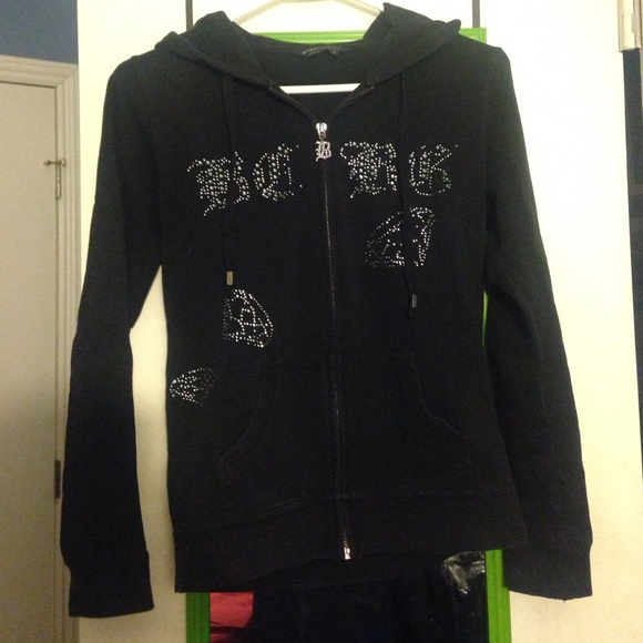 Black spandex BCBG Max Azria active wear jacket