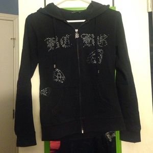 Black spandex BCBG Max Azria active wear jacket