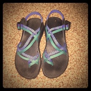 Turquoise and blue Chacos!