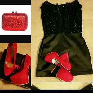 HP!!!! Red on Red Studded Shoes HP!!!!