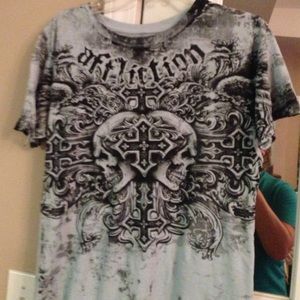 Affliction shirt mint green and black
