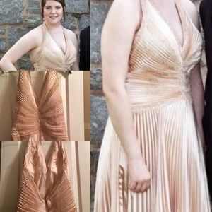 Champagne beaded formal dress - halter