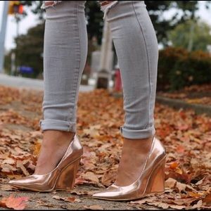 J Crew Gold Wedge Heels