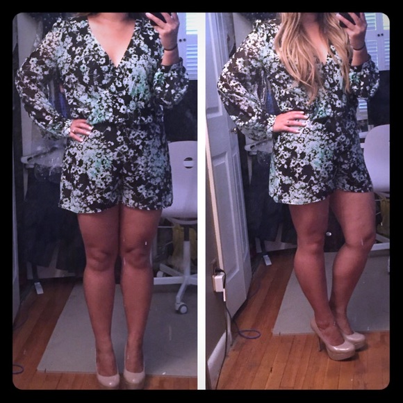 Green floral romper