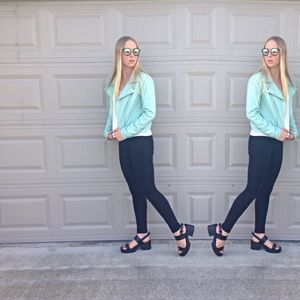 Light Blue Leather Jacket