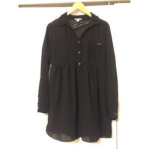 Long sleeve baby doll chiffon dress