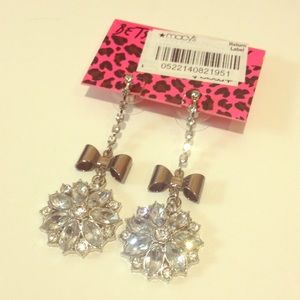 Betsey Johnson Crystal Bow Earrings