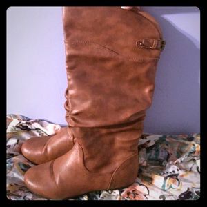 Cognac Slouchy Riding Boots