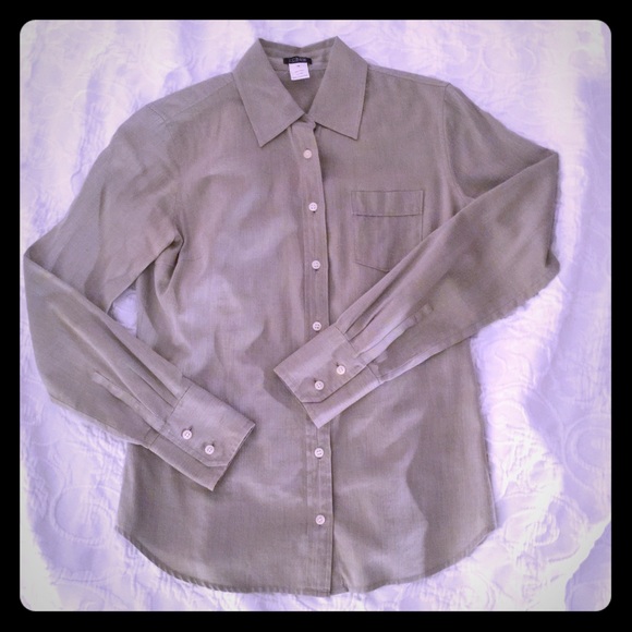 Sage green herringbone Oxford - J. Crew factory - Picture 1 of 3