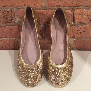Vince Camuto Gold Glitter Ballet Flats