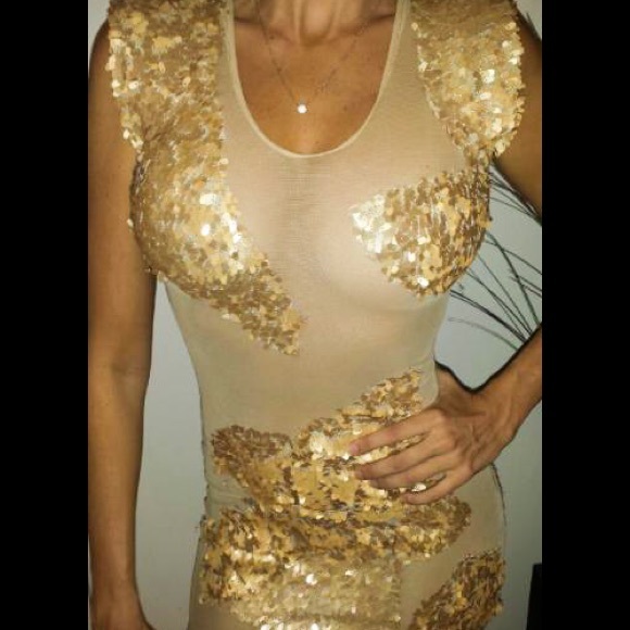 Dominique auxilly sequin  mesh cutout dress SOLD - Picture 4 of 4