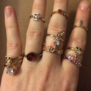 12 piece set of gold rings owl angel midi fashion