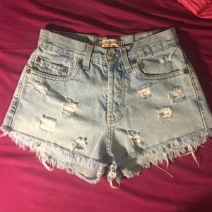 Vintage distressed denim shorts
