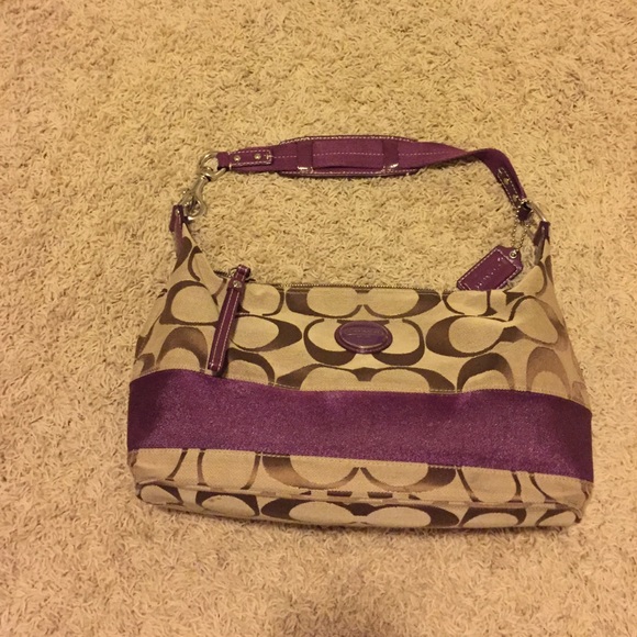 Authentic Used Coach! Purple/Signature Brown C's