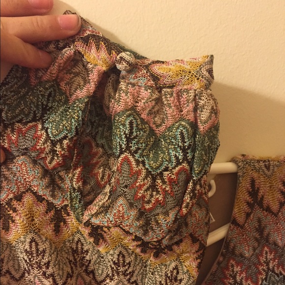 Tan multicolored long sleeve dress - Picture 2 of 4