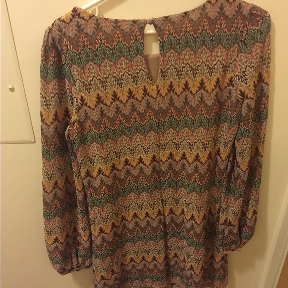 Tan multicolored long sleeve dress - Picture 3 of 4