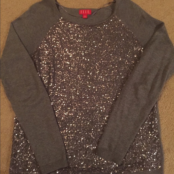 Grey with silver sequin ELLE sweater