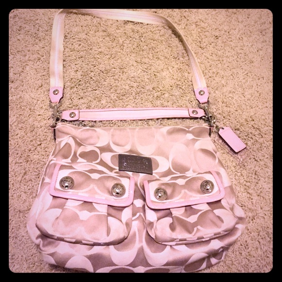 Authentic Used Coach Khaki/Baby Pink! Very Cute!!