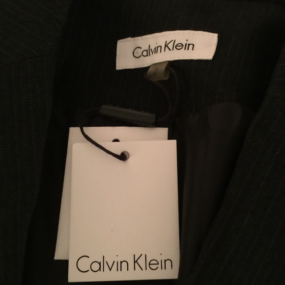 NWT Calvin Klein charcoal pinstriped blazer - Picture 2 of 3