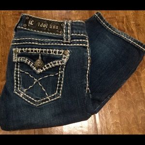 L.A. Idol white stitch bootcut jeans
