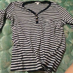 Navy blue and white stripe shirt