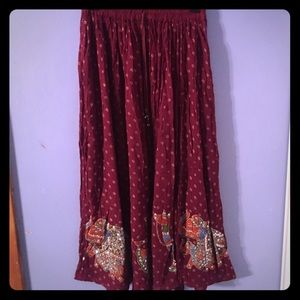 Beautiful maroon Boho embellished Maxi skirt