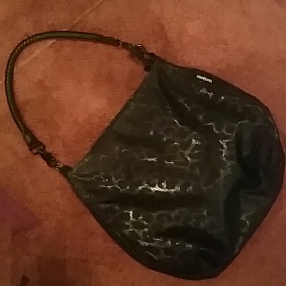 Yak pak black metallic leopard print purse