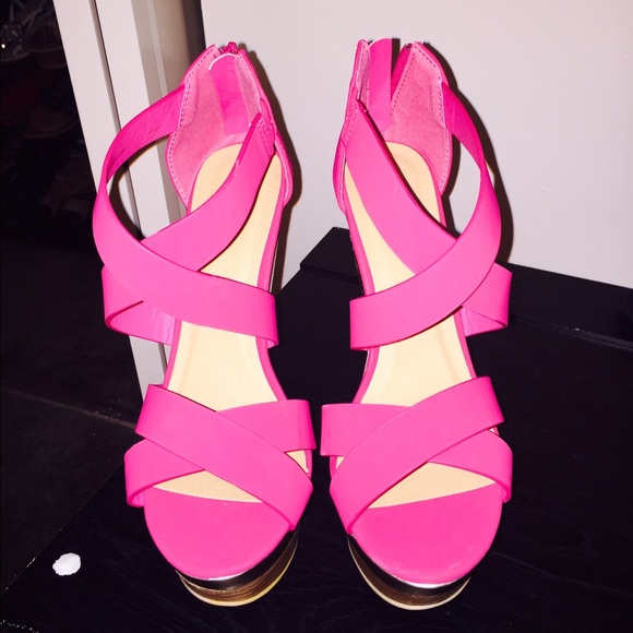 JustFab pink wedges