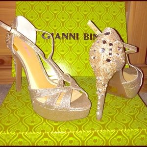 Gianni Bini Glitter Champagne Gold Diamond Sandals