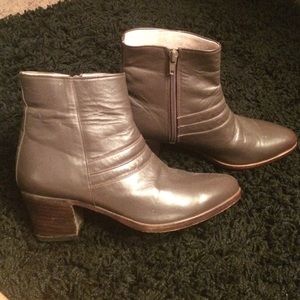 Brown leather ankle  booties. Made in Italy