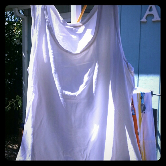 ***Sold***White loose fitting flowy tank top