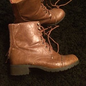 Brown ankle combat boots