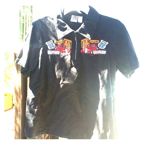 ***Sold***Black collard car t-shirt.