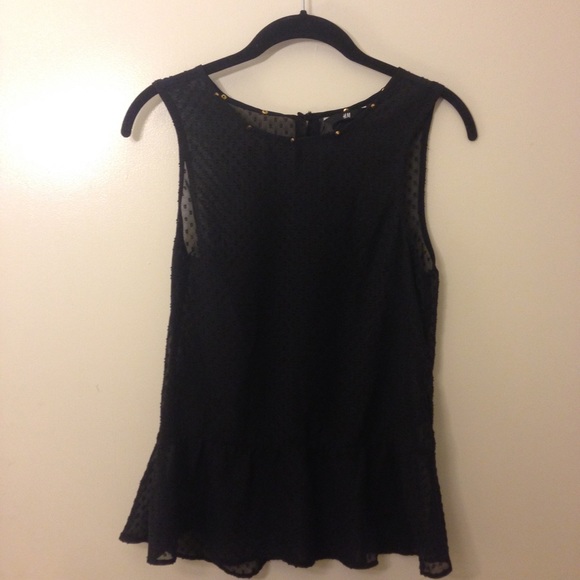 H&M Semi Sheer & Textured Peplum Tank w/ Studs