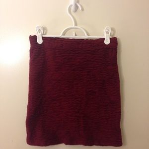 Forever 21 Maroon Textured Pencil Skirt