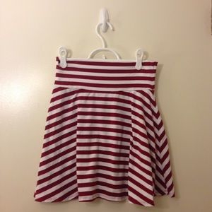 Forever 21 Red & White Striped Skater Skirt