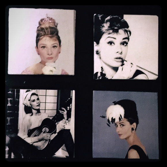 Audrey Hepburn travertine coaster
